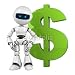 Wallmonkeys Peel and Stick Wall Decals - Funny White Robot Stay with Green Dollar - Removable Graphic