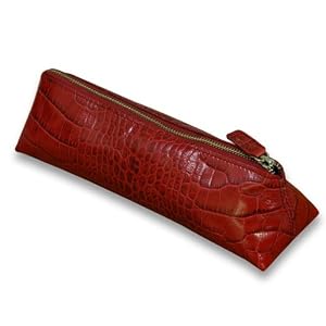 Crocodile Embossed Leather "T" Case/Cosmetic Case