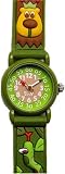 Baby Watch - Montre enfant pédagogique - Garçon - Tiny jungle - Bracelet Plastique gomme 3D marron et vert avec motifs - Avec méthode d'apprentissage