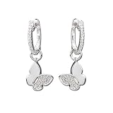 14K White Gold 1/5 ct. Diamond Butterfly Dangle Earrings