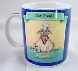 Funny Porcelain Mug with Dog on Front Says Got Food ? Great Gift!