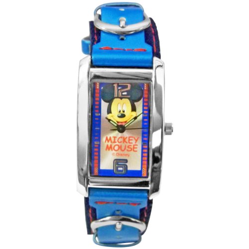 Disney Children's Mickey Mouse 99022 Blue Leather Quartz Watch with Blue Dial