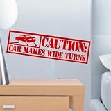 StikEez Red Drifting Decal: Caution Car Makes Wide Turns