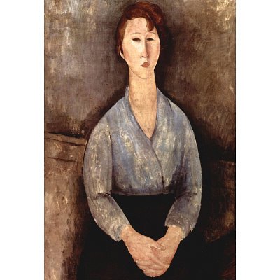 Amadeo Modigliani Sitting Woman with Blue Blouse Art Print Poster - 11x17