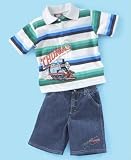 Nannette Little Boy Thomas the Tank Engine Striped Polo and Shorts Set