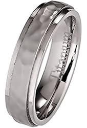5mm Hammered Titanium Wedding Band Recessed Edges Comfort Fit Ring