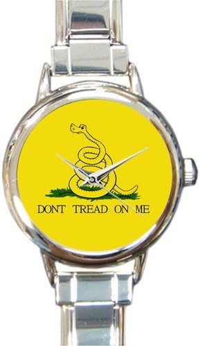 Special Design Snake Gadsden Flag Don't Tread On Me Round Italian Charm Watch