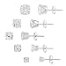 Sterling Silver 6ct CZ Stud Earrings, Set of 5