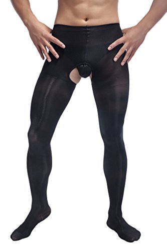 Azure Dragon Sexy Sheer Pantyhose for Men,Male Open Crotch Ture Heel Pressure Pantyhose