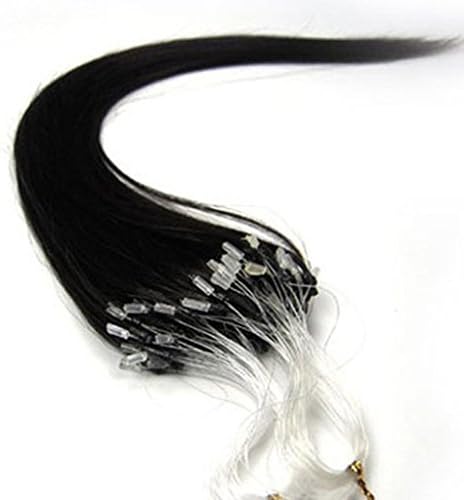 Beauty Wig World 16" Straight Micro Rings/ Loop Remy Human Hair Extensions 0.5g per Strands 100s/pack 1# Jet Black