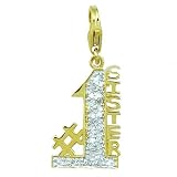 14K 1.3 grams Yellow Gold Diamond 0.08CT #1 Sister Charm