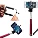 AFUNTA Extendable Camera Self Selfie Portrait Shooting Pole Adjustable Handheld Stick Monopod Pod with 1/4 inch Screw Hole Adjustable Smartphone Adapter Monopod Mount Phone Holder for iPhone 4 / 4S / 5 / 5s / 5c, HTC One LG Sony, Samsung Galaxy S5 S4 S3, Nexus Mobile Cell Phone - RosePink + Bluetooth Remote Camera Wireless Shutter - Black