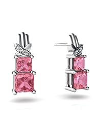 Created Pink Sapphire 14kt White Gold Earrings