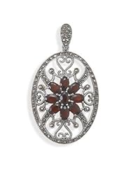 Oval Marcasite and Garnet Pendant