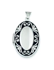 Sterling Silver Enamel Scroll Oval Locket 33mm