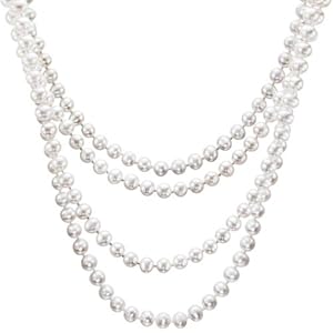 HinsonGayle Glamour Collection Handpicked 6.5-7.0mm Ultra-Luster White Cultured Pearl Rope Necklace (82 Inches) {{{GET A FREE NECKLACE WITH COUPON, SEE DETAILS BELOW}}}