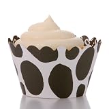 Dress My Cupcake Cow Print Reversible Cupcake Wrappers, Set of 12 - Liner for a Graduation, Cocktail Party or Cupcake Favors At Any Celebration