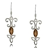 Smokey Quartz Trinity Knot Earrings Silver Ladies Drops