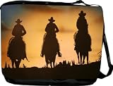 Rikki KnightTM Three Cowboys on Horse Messenger Bag – Book Bag – Unisex – Ideal Gift for all occassions!