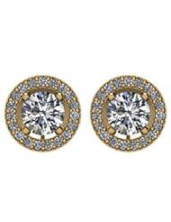 14k Yellow-Gold Diamond Earrings by US Gems
