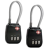 2 x  High Security TSA Accepted 3-Dial Cable Lock (Black)