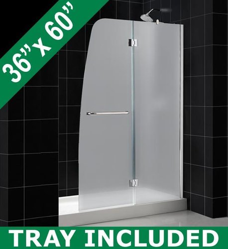 Aqua 48 x 72 Shower Door and 36 x 60 Base Set Shower Door / Hardware Finish: Frosted Glass / Brushed Nickel, Drain Location: Right, Shower Door Configuration: Right Wall
