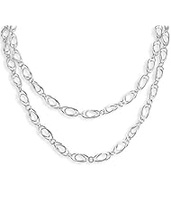 Sterling Silver 42in Polished Fancy Oval Link Necklace. Metal Wt- 34.79g