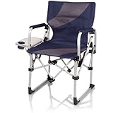 Picnic Time Meta Portable Folding Chair, Navy/Grey