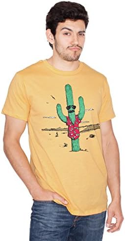 Headline Shirts Men's Yellow Poly/Cotton Undercover Cactus Funny Mustache T-Shirt
