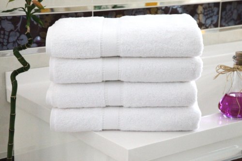 Luxury Hotel / Spa Collection - 4 piece White Terry Bath Towel Set - 100% Genuine Turkish Grown Cotton