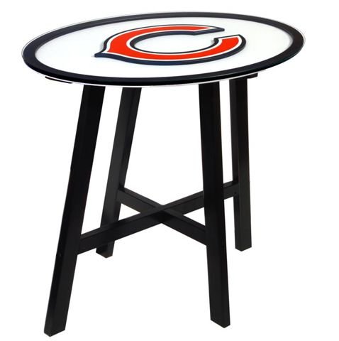 Chicago Bears Wooden Pub Table With Glass Top