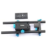 EzFoto Rail System 15mm Rod Rig Base Plate for HD DSLRs, Supports Follow focus