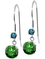 1.23 Ct Round Green Diamond Blue Diamond 14K White Gold Earrings