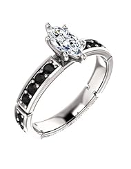 Platinum Marquise Cut White and Black Diamond Ring -- LIFETIME WARRANTY