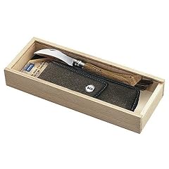 Opinel-Pilzmesser, 254148  rostfreier Sandvik-Stahl, Eichenholz, Wilschweinborsten, Stoffetui, Holzbox