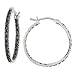 10K White Gold 1/4 ctw Black Diamond Hoop Earrings