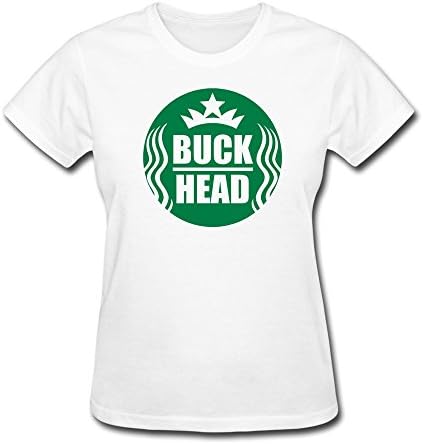 NASY Women's Buck Head Shirt Starbucks Cotton Short Sleeve T Shirt M White