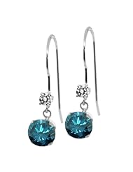 1.23 Ct Round Blue Diamond White Diamond 14K White Gold Earrings