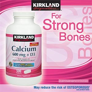 Kirkland Signature Calcium 600 mg Plus Vitamin D3-500 Tablets