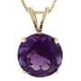 14k Yellow Gold 8mm Round Amethyst 4-Prong Pendant, 18"