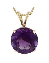 14k Gold 8mm Round Birthstone 4-Prong Solitaire Pendant, 18"