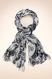 Monochrome Rose Print Lightweight Scarf