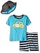 Gerber Little Boys' Toddler 3 Piece Shirt, Short and Bucket Hat Set, Surfboard, 3T