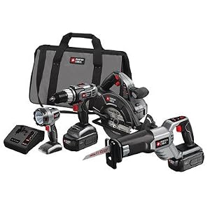 Porter-Cable PC418C-2 18-Volt NiCd Cordless 4-Piece Combo Kit by 