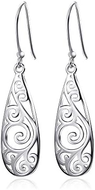 Bare Area 925 Sterling Silver Bohemian Drop Fishhook Earrings Teardrop Jewelry Gemstone for women girls teens free shipping