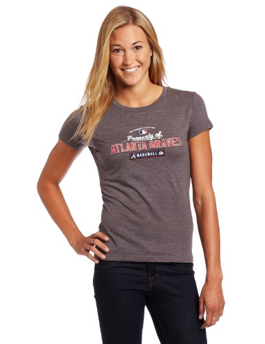 MLB Women's Atlanta Braves Property Of Short Sleeve Crew Neck Tee (Pro Carbon Heather, Large)