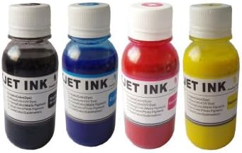 PrinterKnow® Compatible Sublimation ink,heat press ink for Epson Expression Home XP-100 XP-200 XP-300 XP-400,WorkForce WF-2520 WF-2530 WF-2540,For mugs,plates,t-shirts,mouse mats,polyester fabrics etc printing,400ml(100ml each cyan magenta yellow and black)