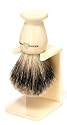 Edwin Jagger 1ej947sds Traditional English Best Badger Hair Shaving  Brush Faux Ivory Medium With Drip Stand, Ivory, Medium