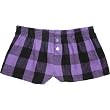 Violet and Black Plaid Check Flannel Cotton Girl Boxers Mini Itty Bitty Shorts 1" Inseam, Covered elastic waist, 100% cotton,