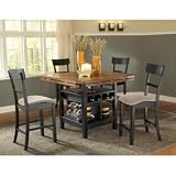 41ULnXJmBcL. SL160  Hillsdale Hermosa Counter Height 5 Piece Dining Set, Black Oak, Set Includes 1 Table and 4 Stools